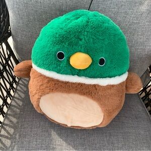 Squishmallows Duck with yellow beak Green and Brown Stuffed Plush 12''